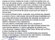 Em carta, Lula lamenta a morte de João Gilberto