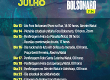 Confira agenda de lutas "Fora Bolsonaro" rumo ao #24deJulho